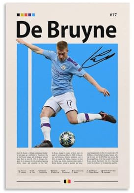 NFDVFHFRQ Kevin De Bruyne signiertes Poster (1) Leinwandposter Schlafzimmer Dekor Landschaft Büro Zimmer Dekor Geschenk 40 x 60 cm