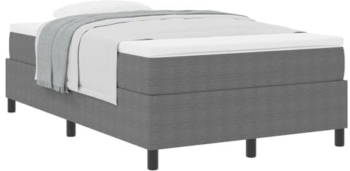 vidaXL Boxspringbett mit Matratze & Topper hellgrau Cordstoff 120X200 cm Komplettset für Schlafzimmer Rahmen Kompakt Mittelhart Modernes Möbel Platzsparend