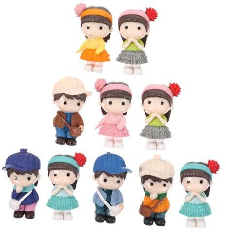 10 Pcs Miniature Doll Succulent Planter Decor Resin Desktop Ornament | Micro Landscape Doll Figures, Home Display Accent, Non Fading and Non Cracking, 10 Piece Set Random Style