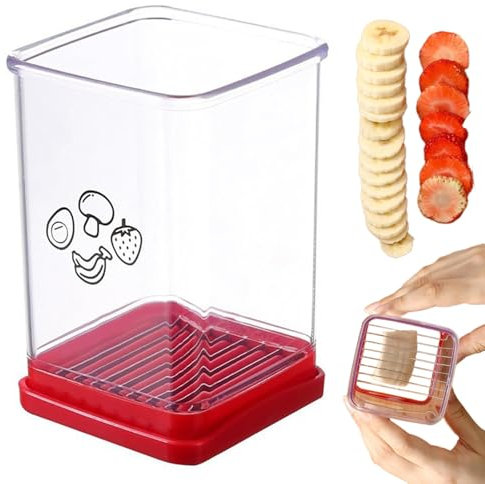 Strawberry Cup Cutter， Stainless Steel Fruit Cup Slicer – Handheld Cutter for Strawberries, Bananas, and Soft Fruits/Vegetables. Includes Push Plate for Quick Slicing – Perfect for Kitchen Use.