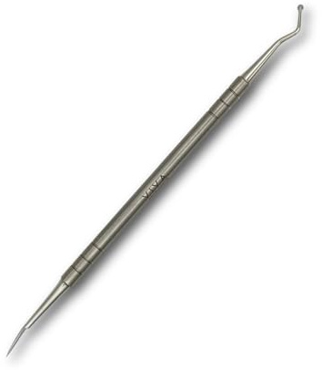 Curette & Nail Probe File - Professional Stainless Steel Nail Debris Remover & Cleaner - Curved Cuticle Pusher for Manicure/Pedicure - Podiatrist-Approved Ingrown Toenail Tool - by Viva Instruments