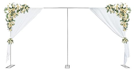Mqwdxzfes Hochzeitsbogen 6x3m Set, Hochzeitshalterung mit 3 Füßen, Hintergrund Stand Eckige Hintergrund Dekor Hochzeit Vorhang Quadratisch Blumenrahmen für Hochzeit/Geburtstag/Fotografie 3x6m