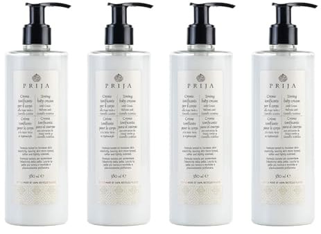 Prija Toning Body Cream with Avocado Oil and Green Walnut 4x 380ml | Boosts Hydration and Elasticity with Centella Asiatica. Lightly Scented Moisturising and Vegan Friendly.