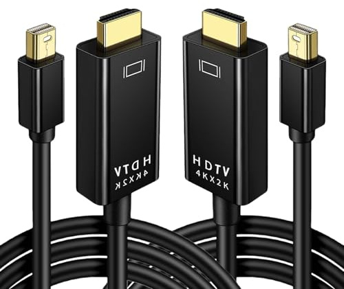 Leloco 2 Stück 4K Mini DisplayPort auf HDMI Kabel 2K 60Hz,1080P@120Hz, Thunderbolt 2, Mini DP auf HDMI Kabel für MacBook Pro, MacBook Air, iMac, Surface Pro Mehr Schwarz(1,8m)