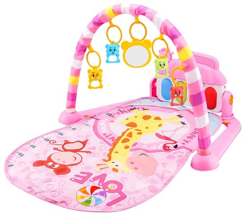 Piano Gym Spieldecke 0-36 Faltbar Monaten Krabbeldecke Mit Musik Lichtern Spielmatte Mit Spielbogen Abnehmbarem 5 Babyspielzeug Bauchzeit Activity Decke 72x40x47cm Kick Play Piano Matte