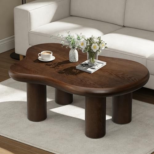 RZTPYS Wolken-Couchtisch für das Wohnzimmer, Brown 117cm | Moderner Couchtisch Süßer unregelmäßiger Teetisch für den Innenbereich mit 3 stabilen Stützbeinen – geeignet für Schlafzimmer