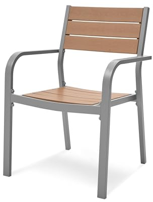MAT-COMPANY Gartenstuhl Stapelstuhl Metall Garten Terrasse Outdoor braun/grau