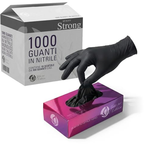Guanti Nitrile S Neri Monouso - 1000 PEZZI - Guanti in Nitrile Senza Polvere, Anallergici - Guanti Usa e Getta Nitrile Resistenti per Uso Professionale, Estetista, Pulizie | Superficie Microruvida