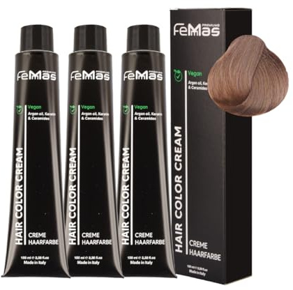 FemMas Haarfarbe 3x Pure & Mix Mokka Mousse I Creme Haarfarbe mit Arganöl, Keratin & Ceramiden I dauerthafte Haarfärbung oder Tönung für strahlende Farbergebnisse I 100 ml