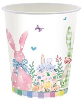 25Pcs Easter Party Paper Cups, Decorative & Durable Paper Cups with Bunny Rabbit Design, Party Tableware Decoration Paper Cups Packs Eggs Rabbit Cups for Easter Kids Adult