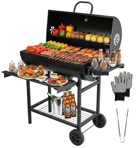 DEWINNER Barbecue au Charbon, Grille XXL, Gants & Pince Offerts, Évents Réglables, Tiroir à Cendres, Roulettes, Idéal Jardin/Balcon/Cour (Modèle de Base)