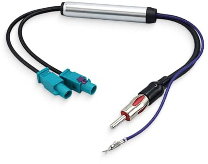 Antenne Voiture Câble Adaptateur Fakra Fiche Din Adaptateur avec Amplificateur 30 Cm, Câble Double Fiche Type Z vers Prise Mâle Din, Adaptateur Antenne Autoradio pour Installation Radio Voitur