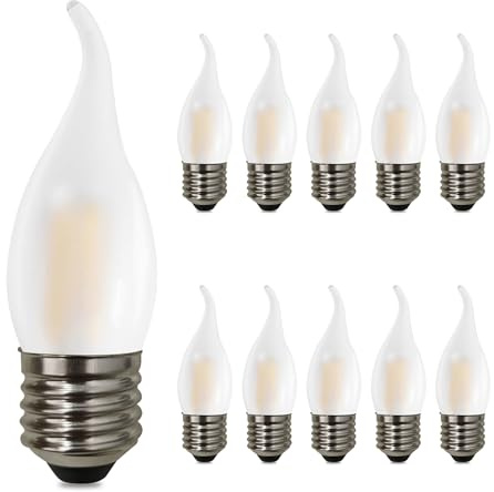 Glühbirne E27 LED Warmweiss Dimmbar Kerzenform 4W Milchglas 10er Pack | Kronleuchter Vintage, Ersetzt 40 Watt, 2700K Warmweiß