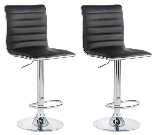 IDIMEX Barhocker Barstuhl Loungehocker Tresenstuhl Tresenhocker Hocker Stuhl ROCA im 2er Pack Kunstleder schwarz drehbar mit Lehne