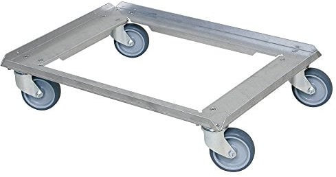BRB Alu Transportroller für Kuchenblech-Transportkästen 655x450 mm, offenes Deck, 4 Lenkrollen, Tragkraft 250 kg