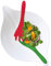 Koziol Leaf L +, Saladier avec couverts, Bol, Saladier, Bol à Salade, 3 l, blanc avec rouge/vert, 3692820
