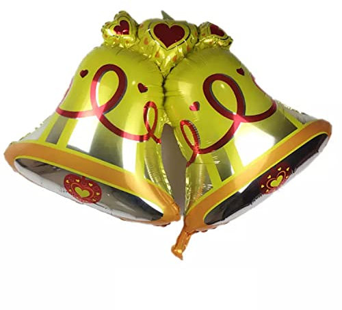 Folienballon Weihnachten -Glocken gold, ca. 89 x 72 cm - Groß XL Weihnachtsmann Weihnachstabaum Helium Folienluftballon Luftballon Weihnachtsfeier Party Deko Kopper-24 Dekoration Glöckchen