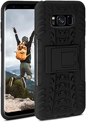 ONEFLOW Tank Case für Samsung Galaxy S8 Plus Hülle Outdoor, stabile Panzerhülle mit Kamera und Display Schutz, sichere Handyhülle, TPU Handy Schutzhülle mit Ständer, Schwarz