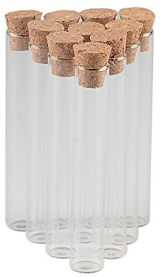 Tubo de Ensayo de Frascos de Vidrio de 5ml con Tapón de Corcho Botella Transparente Transparente de Vidrio Vacío 100pcs,12x75x10mm