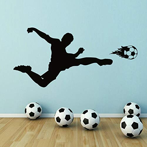 wZUN 2psc Fußballschießen Aufkleber Fußballspieler mit Ballaufkleber 118X57cm