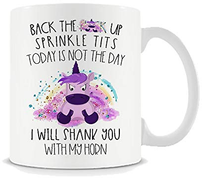 Cussing Unicorn Shank You with My Horn Coffee Mug. (White Mug)