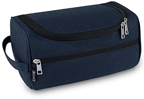 DELAWAY Kulturbeutel Herren & Damen [Design 2025] Kulturtasche zum Aufhängen Männer & Frauen - Waschtasche für Koffer und Handgepäck - Kosmetiktasche mit Kofferhalterung (Dunkelblau)