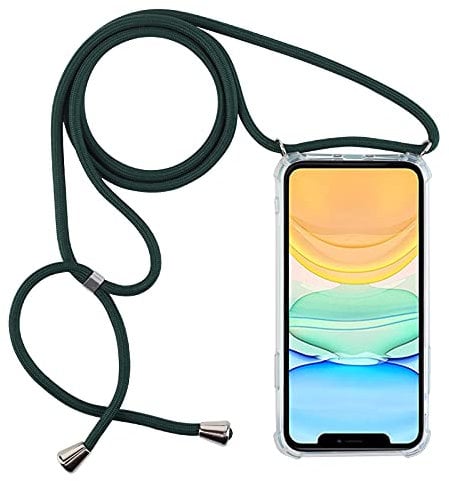 PuYu Zhe Crossbody Case Compatible for iPhone 7 PLUS/8 PLUS,Necklace Phone Cover,Clear Transparent TPU Silicone Shell with Adjustable Neck Cord Lanyard Strap-Black White Blue