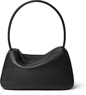 Kleine Leder-Schultertasche für Damen, luxuriös, Clutch, Handtasche mit Reißverschluss, 1-Schwarz, Small