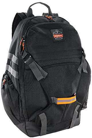 Ergodyne 5188 Work Gear Jobsite Rucksack mit harter Hutaufbewahrung, gepolsterte Schultergurte, schwarz