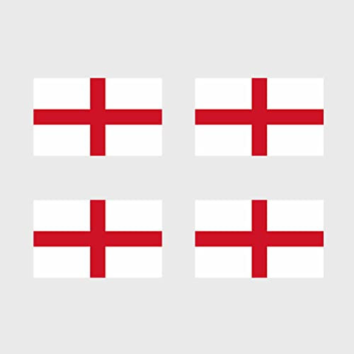 Set of 4 x England Flag Iron on Screen Print Fabric Applique Machine Washable Transfer