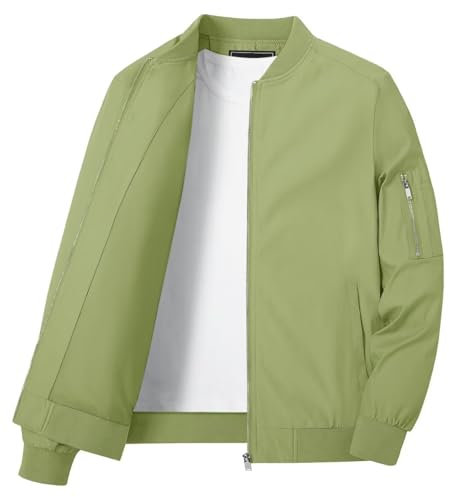 KEFITEVD Jacket Hommes Printemps Été Cargo Vestes Manteaux Coupe Vent avec Poches Zippées Mâle,Olive Vert,2XL