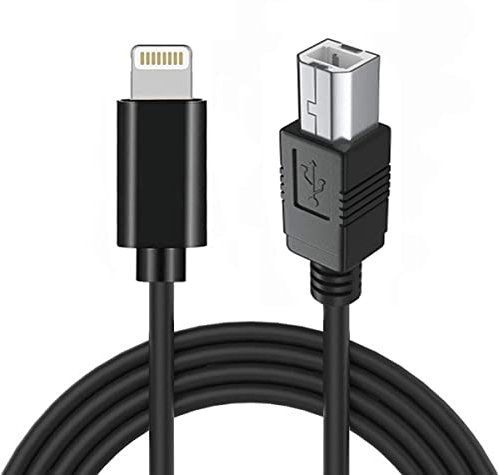 Wahbite Lightning to MIDI Cable 6FT, USB Type B OTG Cord for iPhone 14 13 12 11 X 8 7, iPad to Midi Controller, Electronic Music Instrument, Midi Keyboard, Recording Audio Interface and More