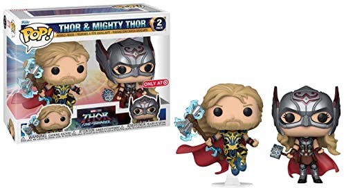 Funko POP! Marvel: Thor Love & Thunder - 2 Packung - Thor & Mighty Thor - Thor: Love And Thunder - Vinyl-Sammelfigur - Geschenkidee - Offizielle Handelswaren - Spielzeug Für Kinder Und Erwachsene