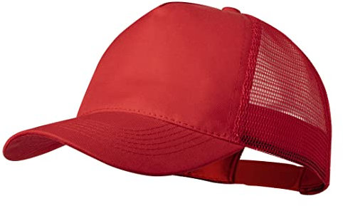 Gorra Trucker, Casual Cap, Gorra de Béisbol 5 Paneles con Malla en la Parte Trasera, Ajustable con Cierre de Plástico. Gorra Hombre Mujer Verano. (Rojo)
