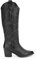 BOSANOVA Stivale cowboy a canna alta con dettaglio cucito decorativo sulla canna, tacco 5'5 cm e chiusura con zip scarpe da donna, Nero , 41 EU