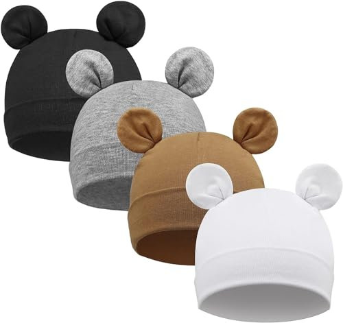DRESHOW 4 Stücke Unisex Hut Junge Mütze Frühling Mützchen Kleinkind Wendemütze Jersey Slouch Beanie Bekleidung Infant Kindergarten
