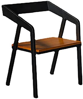 DUSXLX Metall-Esszimmerstühle, Industrial Vintage, Stuhl, für Zuhause, Bistro, Café, Küche, Restaurant, Bequem, Schwarz, Eisen + Holz