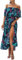 CUPSHE Dress for Women Summer A Shape Dresses Off Shoulder Sleeve Maxi Length Ruffle Fitted Waisted Tropical Printed Blue M