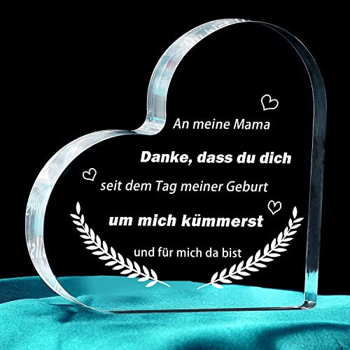 Keismodye Geschenke für Mama, Herzförmiges Acrylschild Mama Geschenk, Geburtstagsgeschenk Weihnachten für Mama von Tochter Sohn, Jahrestag Muttertag Beste Mama Geschenk