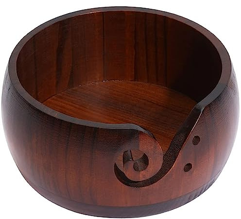 JOZEA Garnaufbewahrung, Garnschale aus Rosenholz, Tragbarer Holzgarnschale für Strick und Häkelprojekte, Glatte Oberfläche, schützt Wolle, verhindert Verheddern, braun
