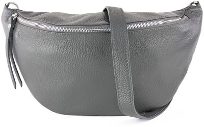 lePelou große Leder Bauchtasche für Damen mit Wechselgurt, Festival Tasche, Frauen Bauchtasche mit breitem Schultergurt, Kleine Umhängetasche, XL Crossbody Tasche, Geschenk für Damen (Dunkelgrau)
