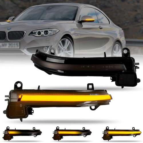 POPMOTORZ 2 Stücke LED Spiegelblinker Binker mit Canbus Fehlerfrei 2835 SMD für BMW F20 F21 F22 F30 F31 F34 F35 F32 X1 E84, Schwarz
