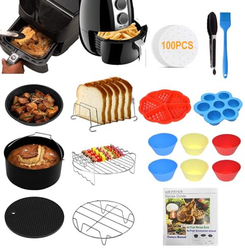Heißluftfritteuse Zubehör, 8 Zoll 13 Stück Heißluftfritteuse Zubehör xxl für COSORI Princess Innsky GOWISE Philips und alle 4.7L,5.5L,6.2L,6.4L,7.3L,8L,Luftfritteusen