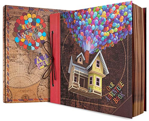 Abenteuerbuch, Sammelalbum, Fotoalbum, 31,2 x 30,7 cm, 60 Seiten, geprägte Wörter, Hardcover, Filmalbum, Reise-Scrapbook für Jahrestag, Hochzeit, Reisen, Weihnachten, Paare, Geschenke für Sie und Ihn