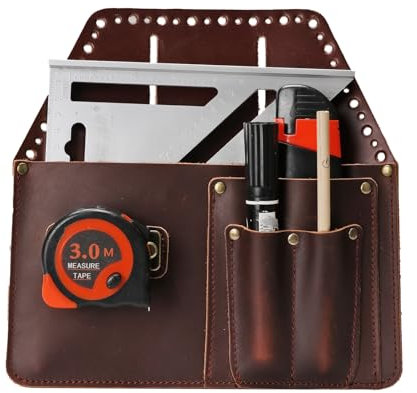 Tourbn Tourbon Werkzeugtasche aus Leder mit Maßband-Clip, quadratisch, für Bauarbeiter, Elektriker