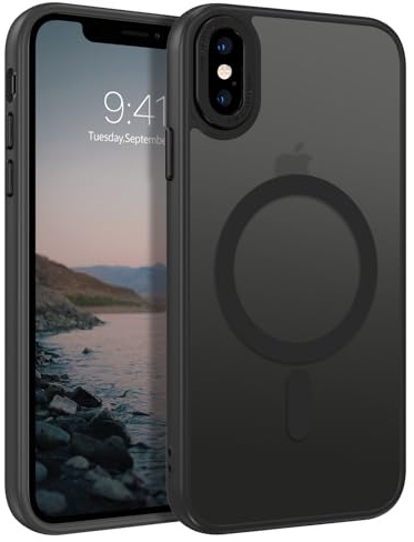 BENTOBEN iPhone Xs Max Case - Compatible with MagSafe - Translucent Matte - Slim, Shockproof - Black