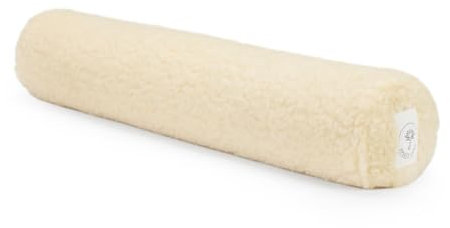 Merino Schafwolle Yoga Bolster | Yogarolle mit Bio-Buchweizenschalen | Einstellbare Füllung | Weiche Naturwolle Waschbarer Bezug | Reisefreundlich | Mit Tragetasche | Runde 70x13cm – Natur