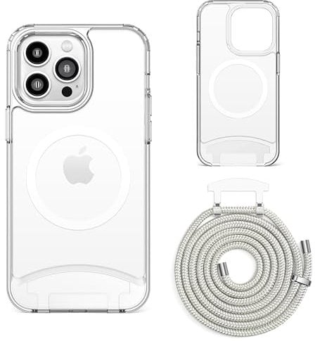 Lawonda Handyband kompatibel mit iPhone 12/12 Pro(6.1 Zoll), Necklace Hülle mit Bands Handyhülle für zum Umhängen, Magnetisch Case mit Handykordel,Stoßfeste Schutzhülle zum Umhängen Kordel, Klar