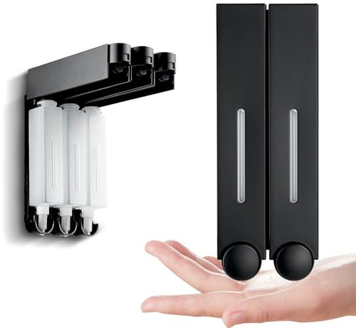 Irishom Lot de 2 Distributeur de Savon Liquide Mural de 420 ML, Respectueuse de l'environnement, pour Salle de Bain/Lotion de Lavage/Hôtel/Familial/Cuisine/Distributeur de Gel Douche, Noir
