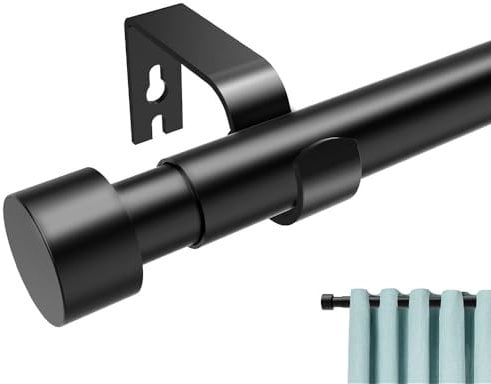 Curtain Poles, New Upgraded Metal Reinforced Curtain Pole, Extendable 40 To 365cm, Curtain Pole With Brackets Fittings Set For Living Room, Bathroom, Bedroo Windows&Door (Black,16-144Inches)